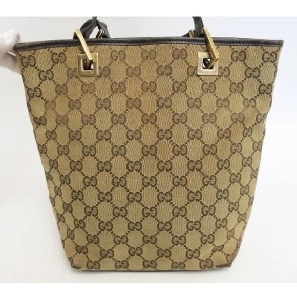 Gucci GG Web Canvas and Leather Tote Brown (GGXX089) - Picture 2 of 13